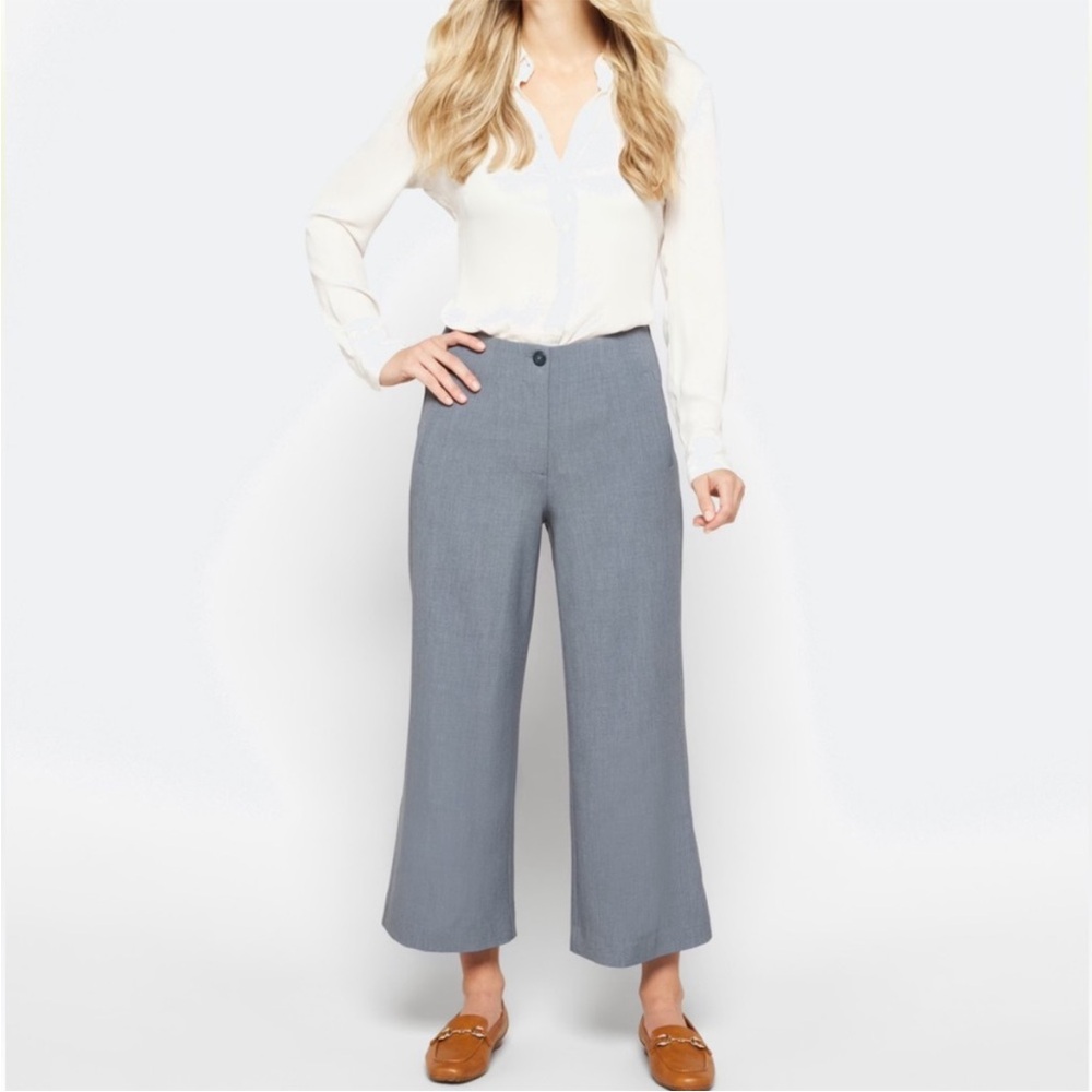 Grayish Blue ~ Wide-Leg ~ Cropped Women's Trousers